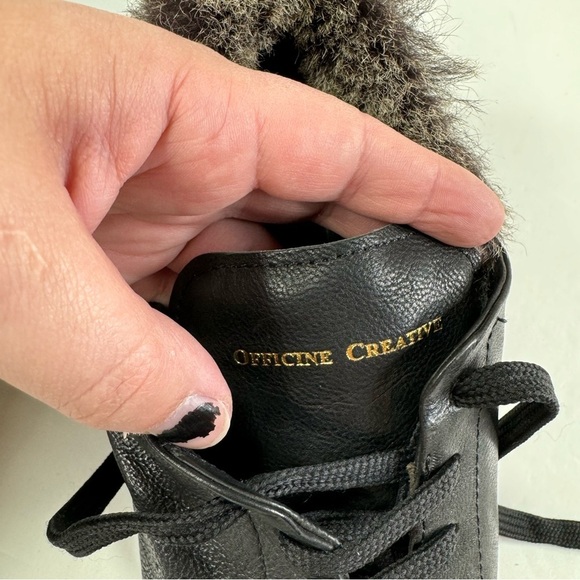 Officine Creative Black Fur-Lined Sneakers - Picture 8 of 9